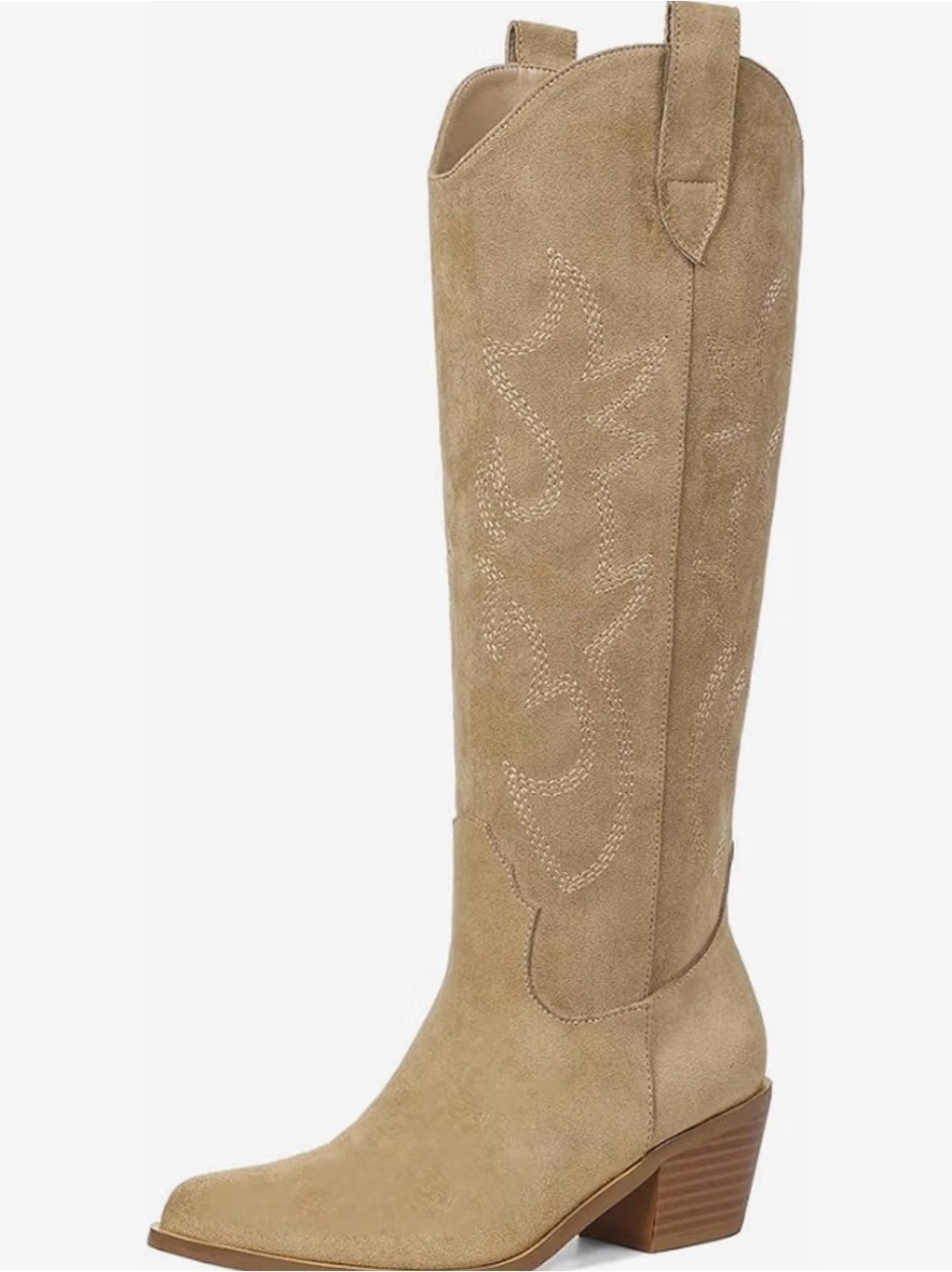 Dream Pairs Tan Suede Western embroidered Knee-High Boot